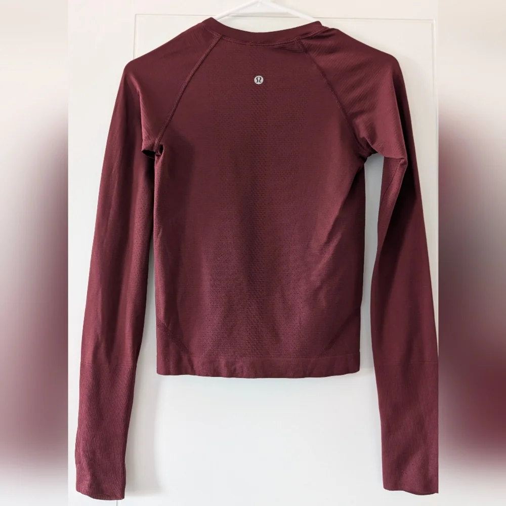 Lululemon Swiftly Tech Long Sleeve Shirt 2.0 *Race Length - Red Merlot, Size 2 - Picture 5 of 7